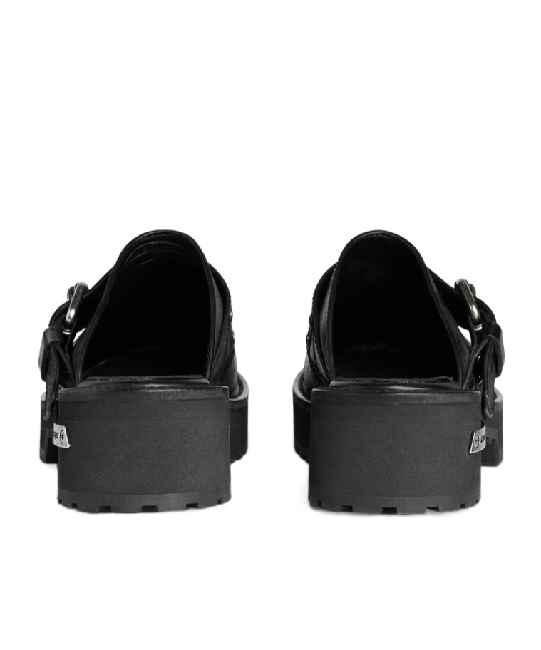 Balenciaga Venom Round Toe Leather Chunky Mules In Black