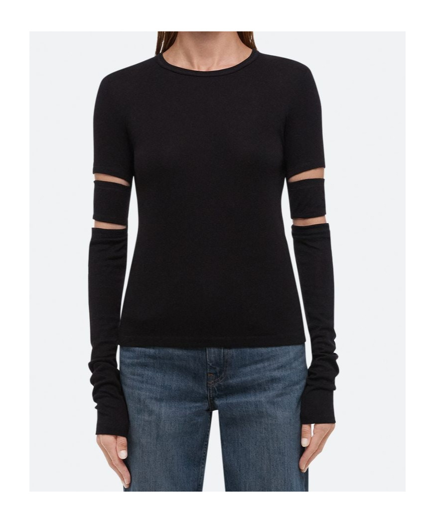 Helmut Lang Long Sleeve T-shirt With Slit In Black