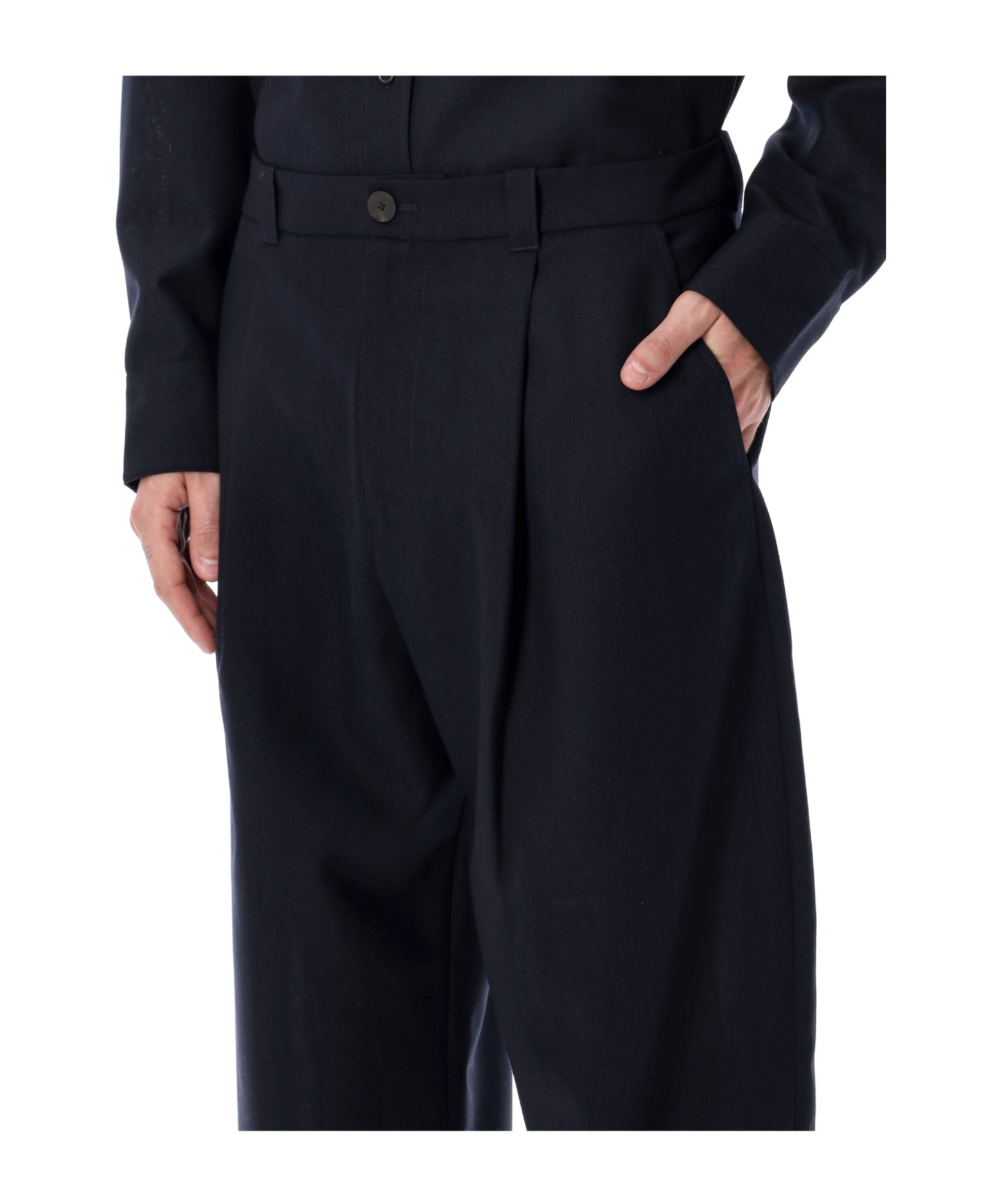Studio Nicholson Tucked Front Pants With Tailored Silhouette In Black