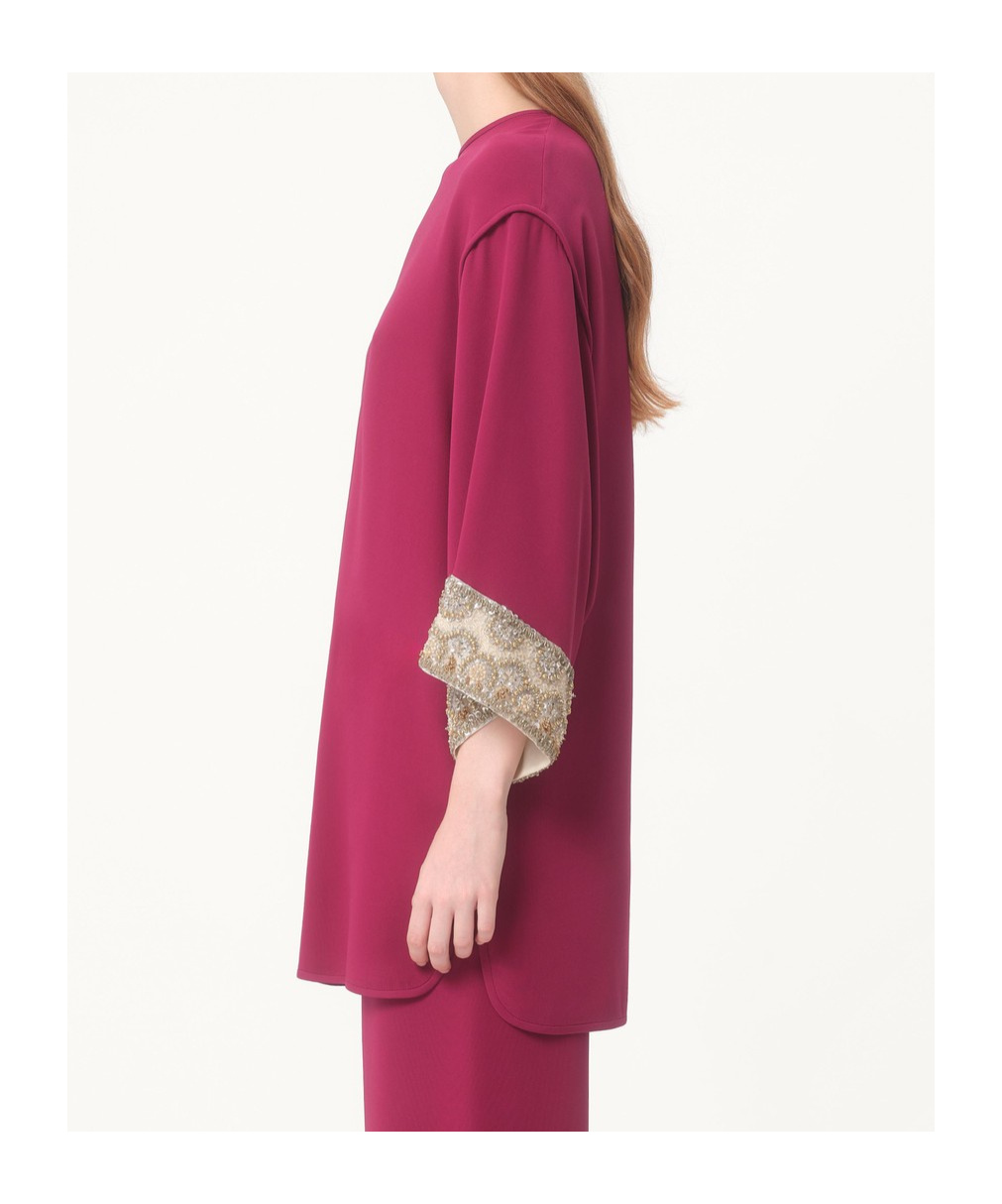 Valentino Womens Phalaris Magenta Cady Couture Embroidered Silk Top In Red