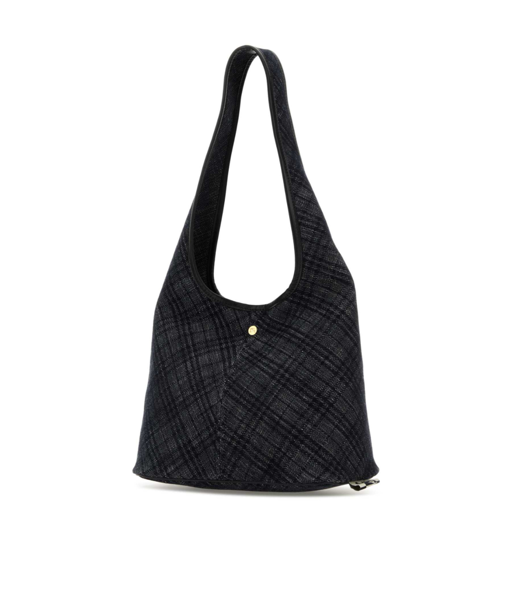 Shop Burberry Embroidered Denim Shoulder Bag