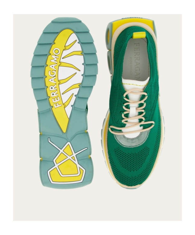 Ferragamo Colour-block Chunky Sneakers In Green