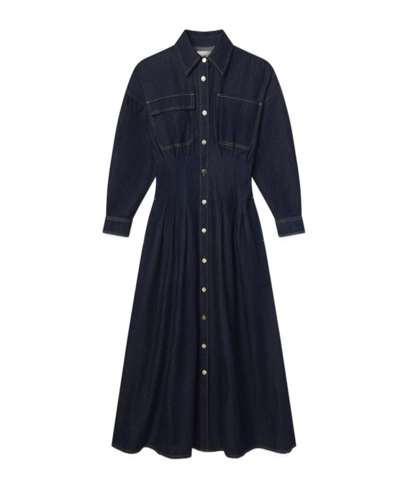 Frame Long-sleeved Dress In Black