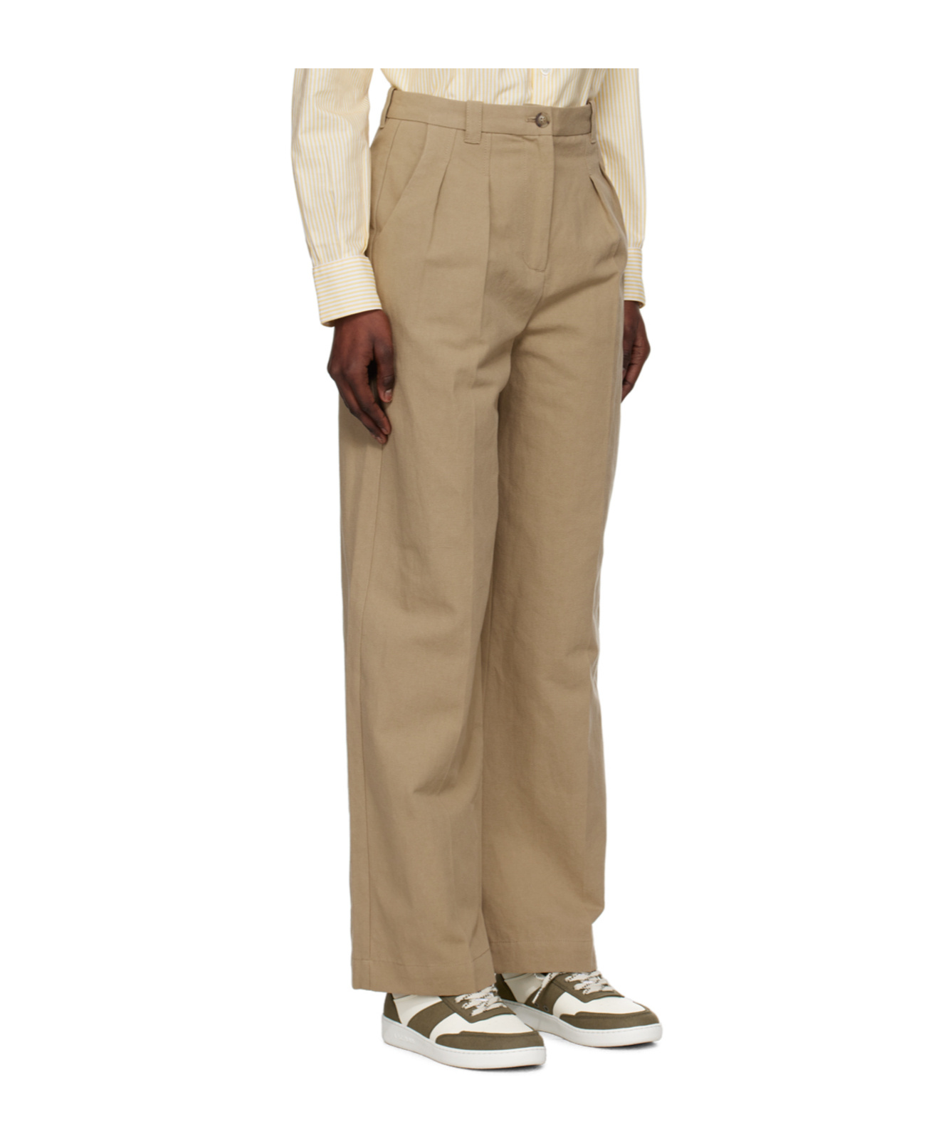 Apc Tressie High-waist Palazzo Trousers In Nude
