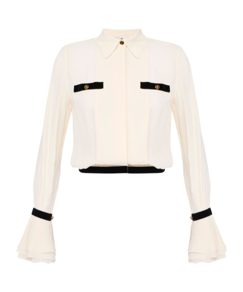 Elisabetta Franchi Camisole Shirt With Layered Ruffle Cuffs In White