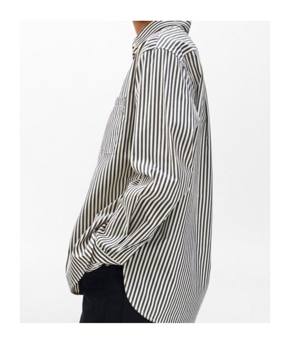 Rag & Bone Connie Striped Poplin Shirt In Black