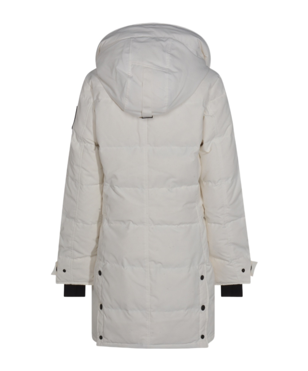 Canada Goose Hooded Long Quilted Jacket With Adjustable Cuffs In White