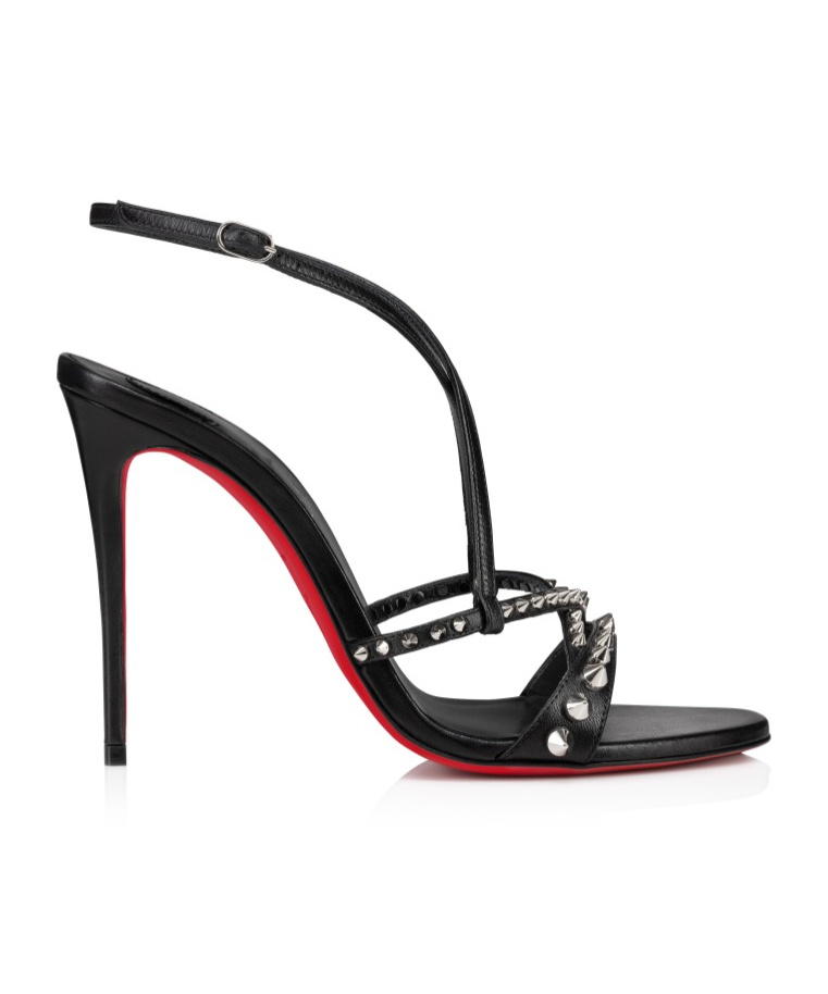 Christian Louboutin Tatooshka Spikes Red Sole Ankle-strap Sandals In Black