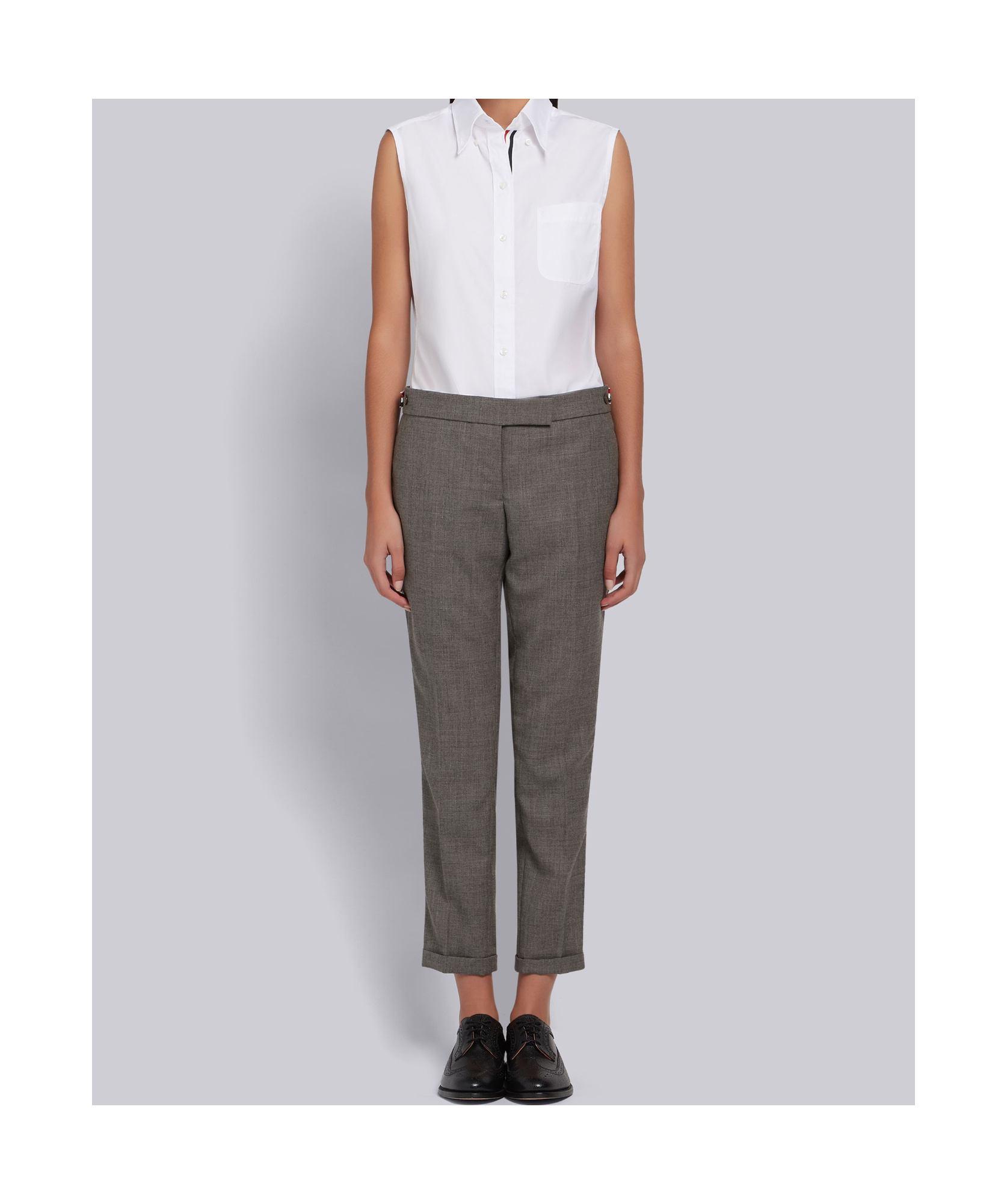 Thom Browne Sleeveless Button-down Shirt In White