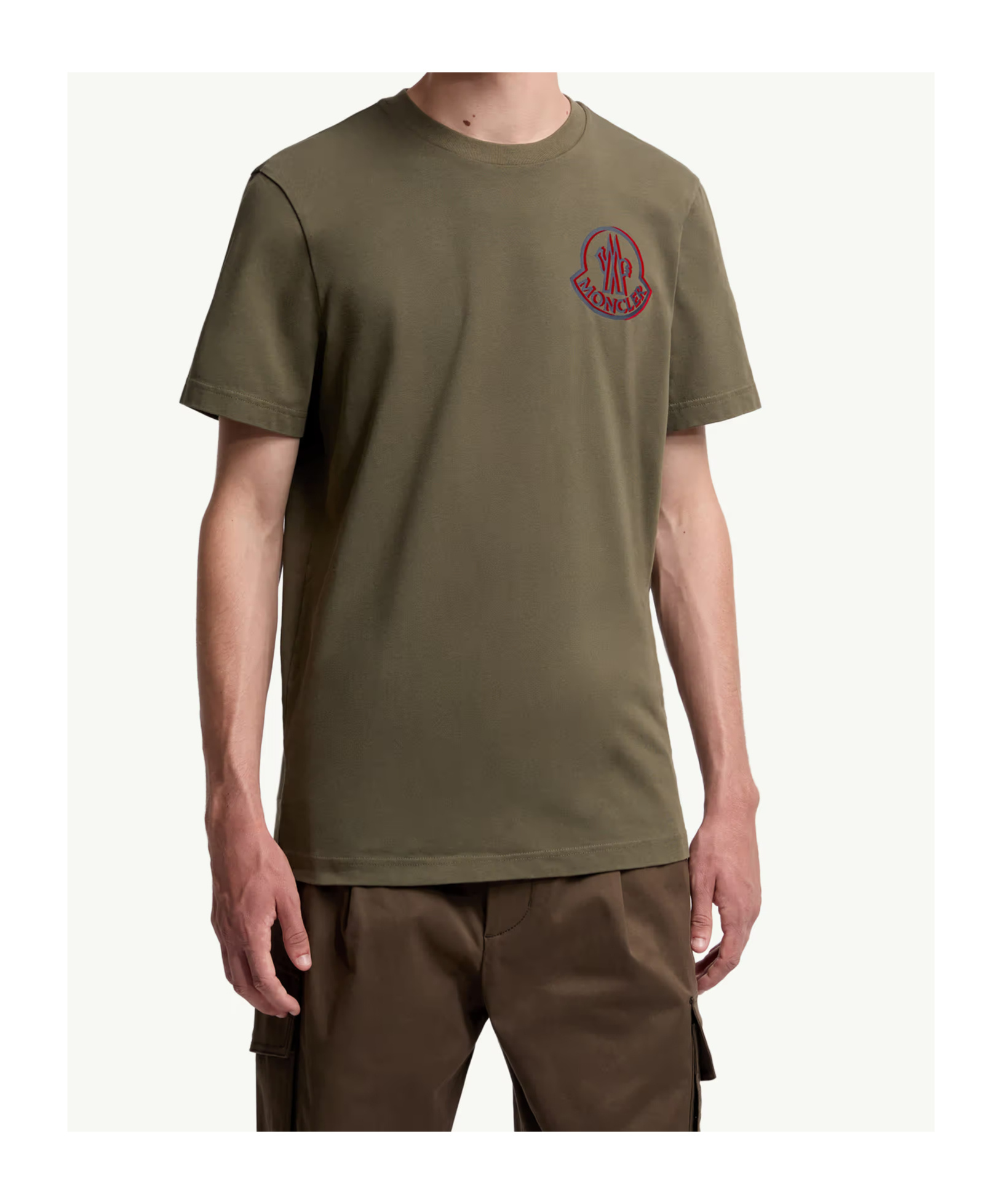 Moncler Logo Patch Crew Neck T-shirt In Green