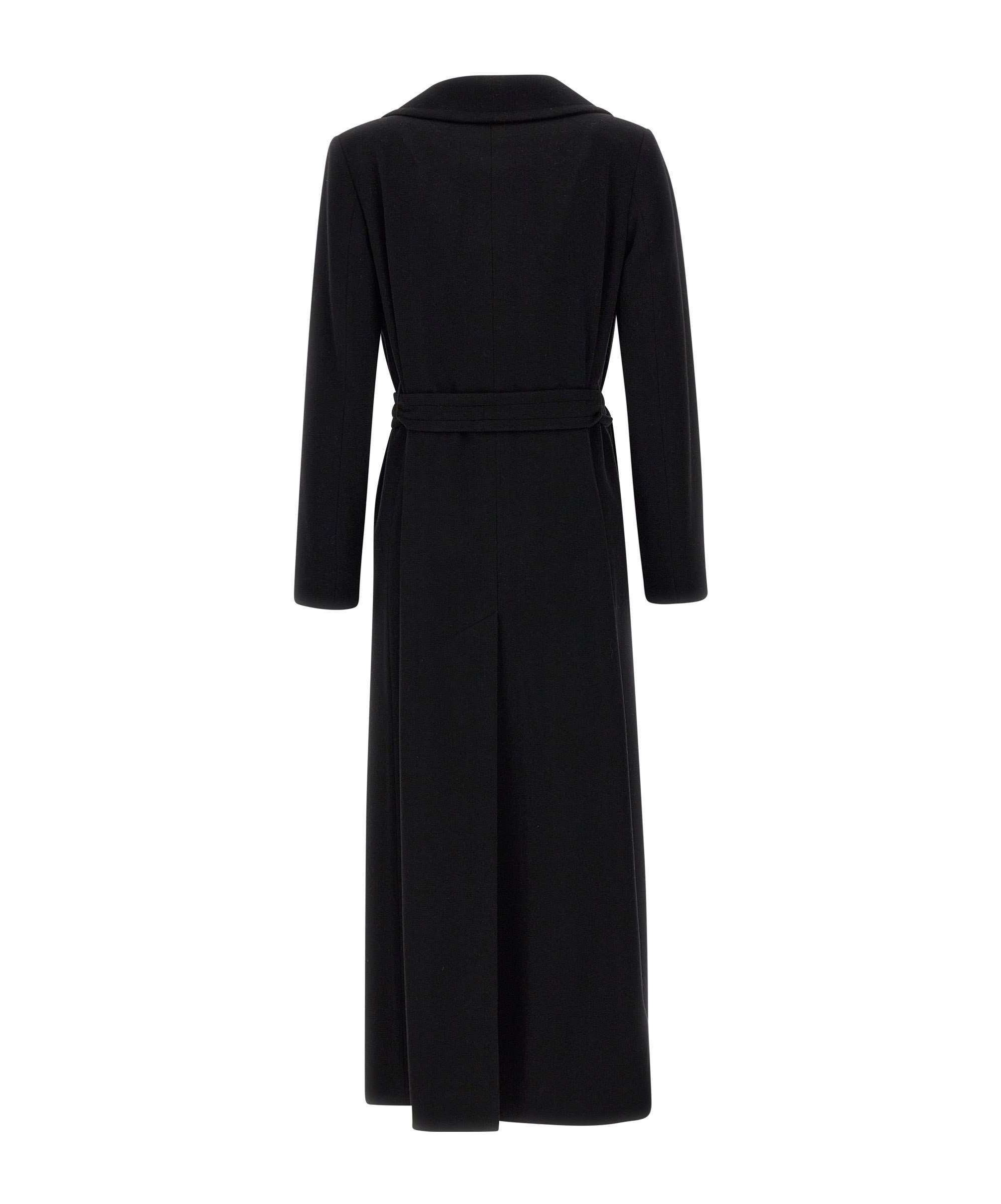 Tagliatore Virgin Wool Blend Belted Midi Coat In Black
