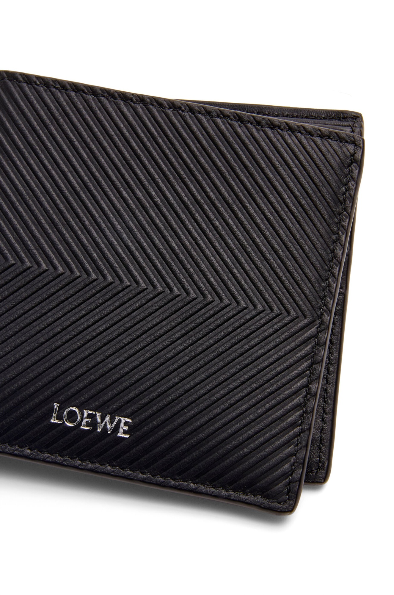 Loewe Texture Calfskin Double Fold Wallet In Black