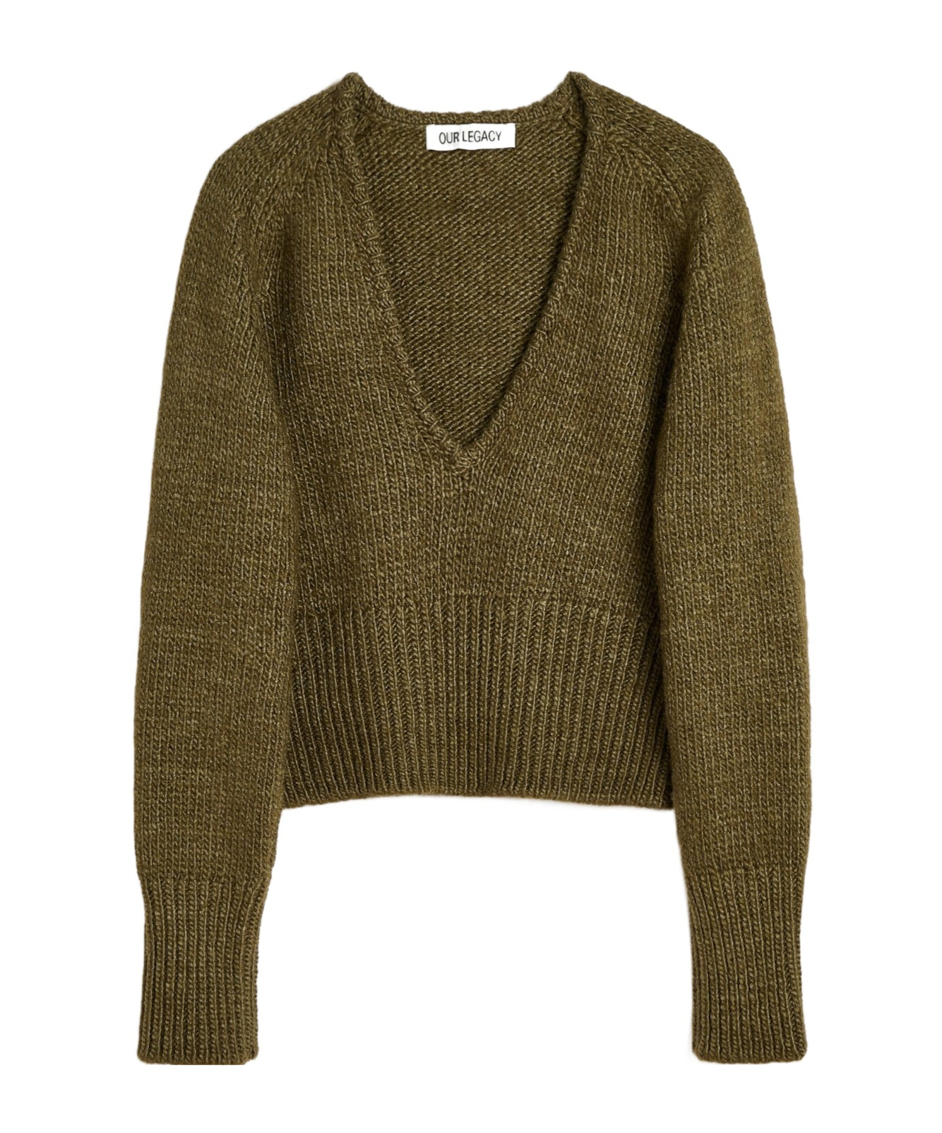 Our Legacy Cropped Brown Knitted Sweater In Green
