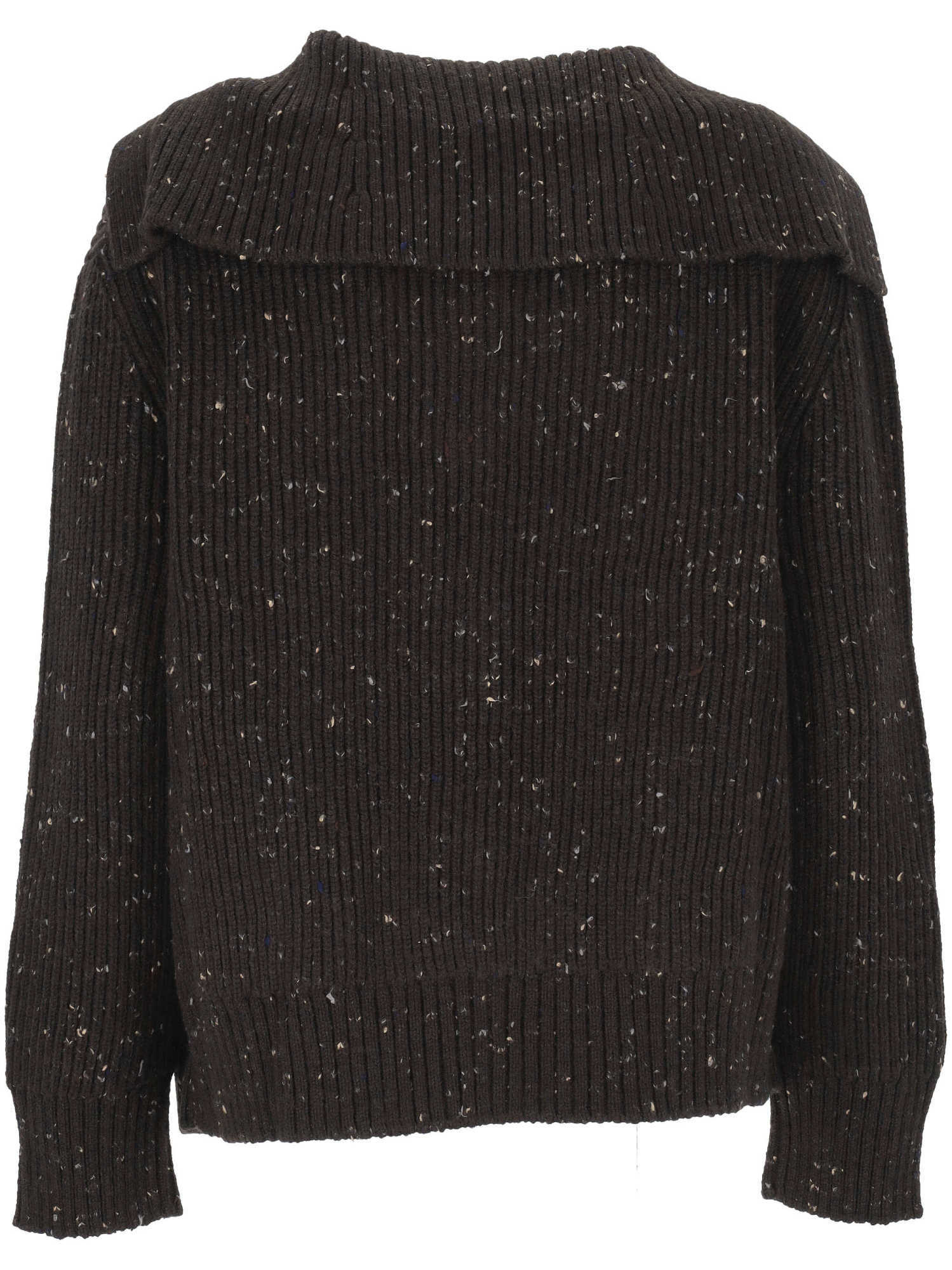 Bottega Veneta Ribbed Cardigan With Wide Neck In Brown