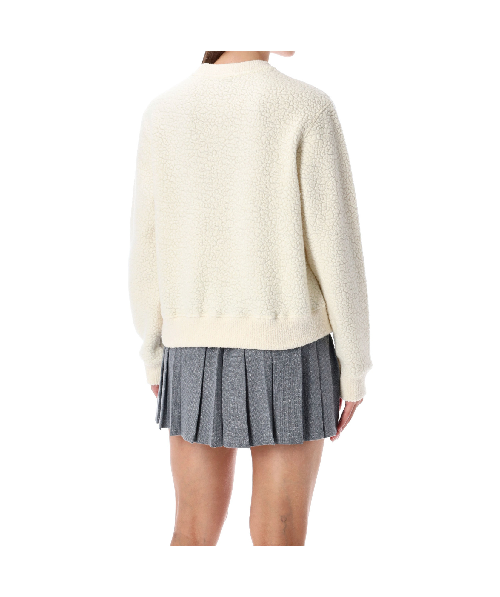 Casablanca Cashmere Blend Fleece Crewneck Top In Neutral