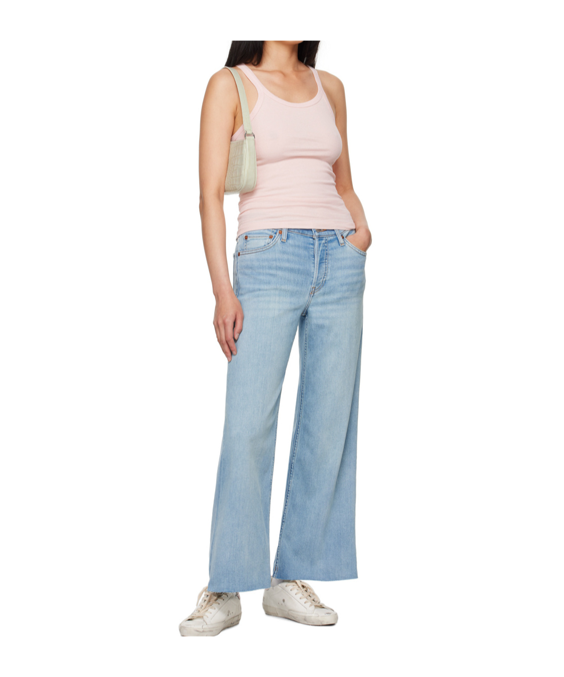 Re/done X Hanes Ribbed Tank Top In Pink