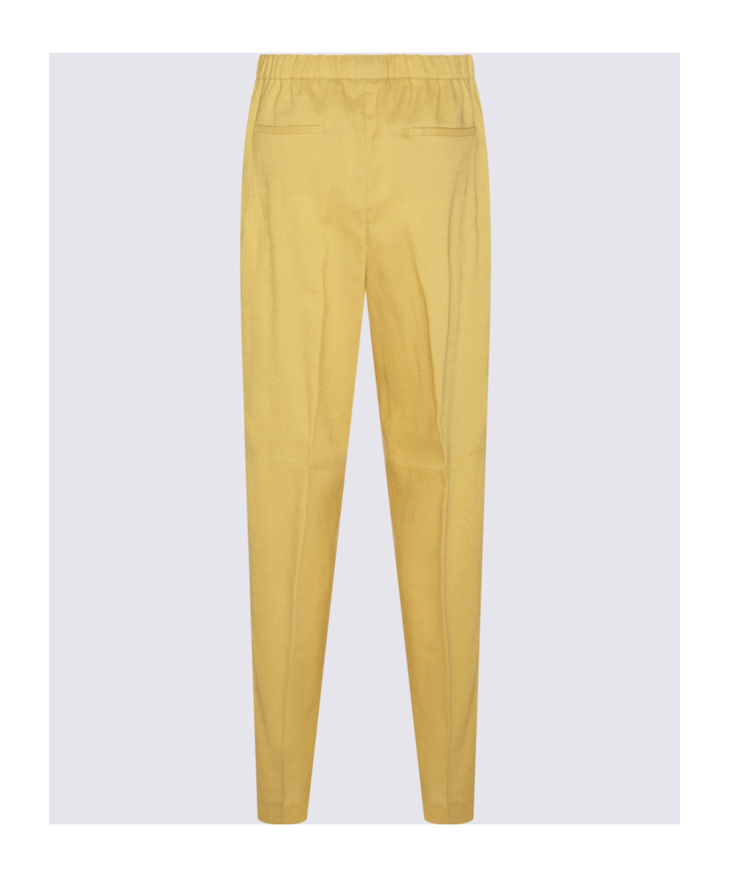 Fabiana Filippi Green Linen Pants In Yellow