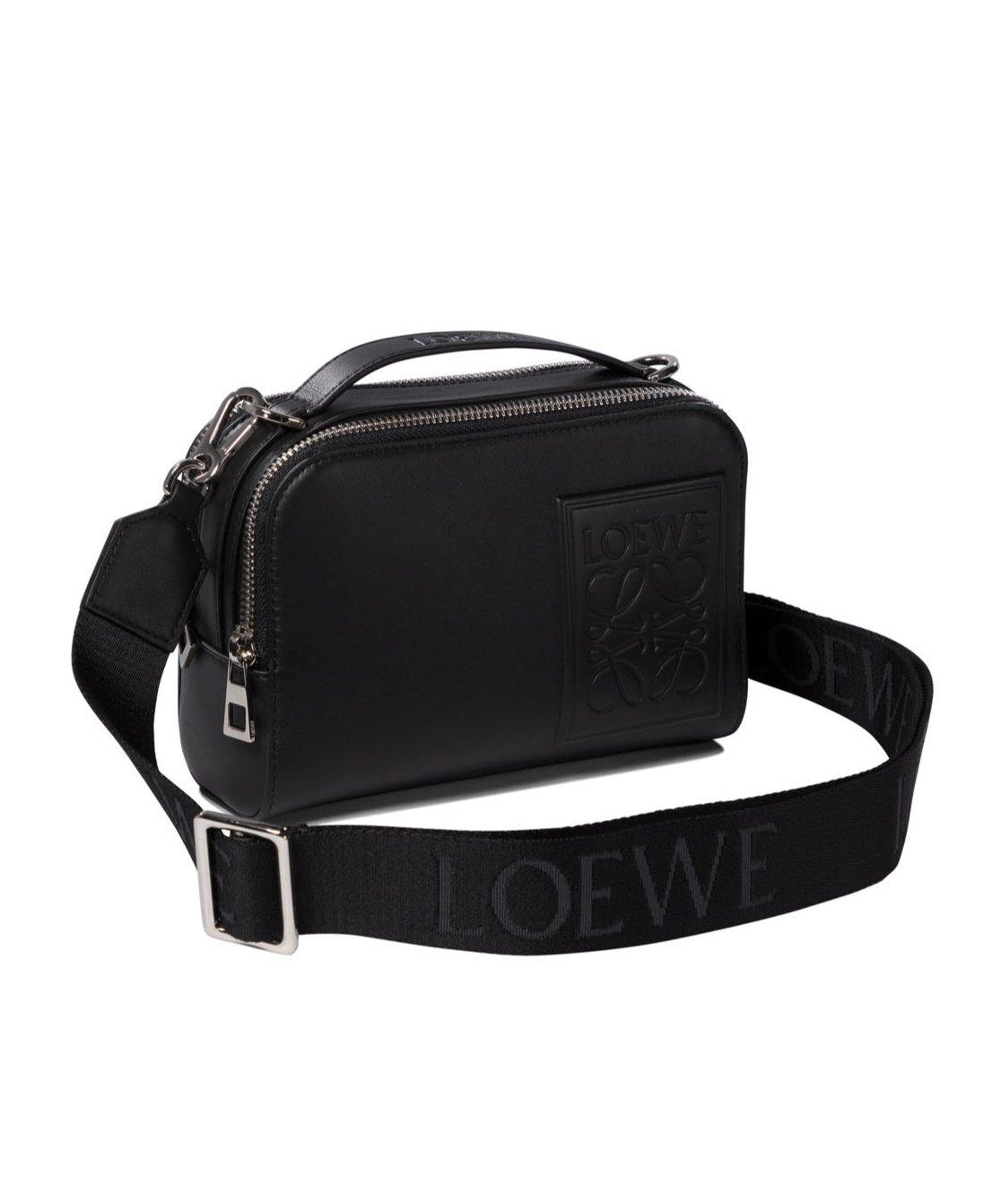 Loewe Mini Puzzle Leather Shoulder Bag In Black