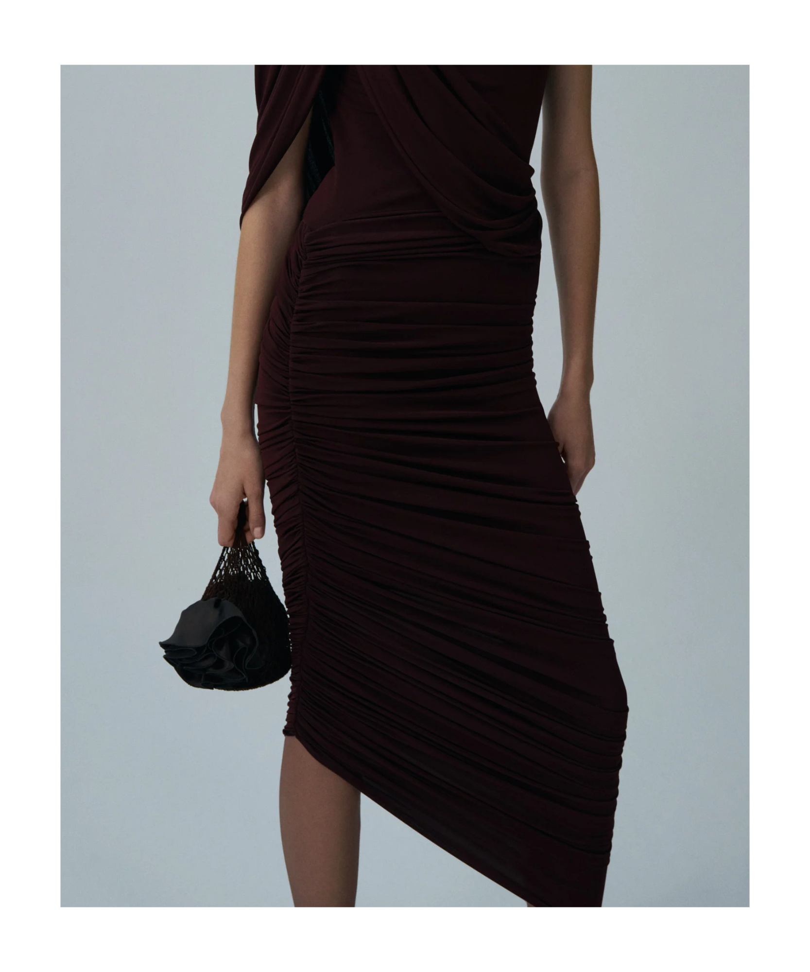 Magda Butrym Asymmetrical Draped Midi Skirt In Bordeaux In Bordeaux Red