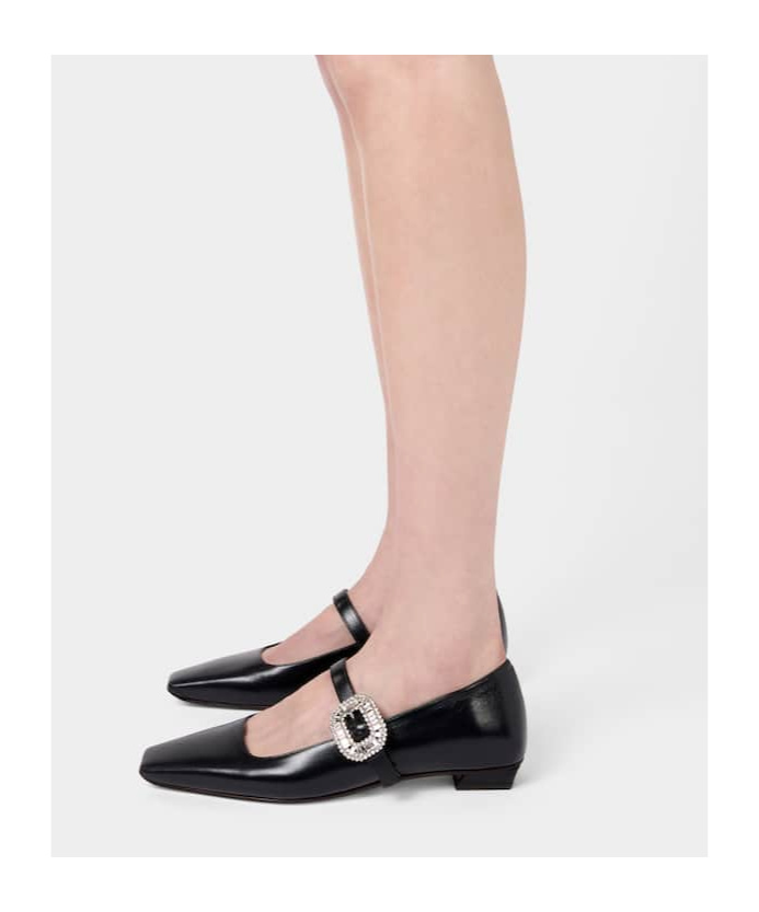 Roger Vivier Crystal Buckle Pointed Toe Strap Shoes