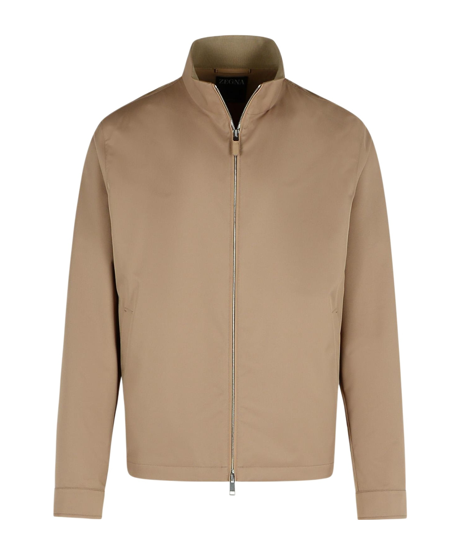 Zegna Beige Polyester Bomber Jacket Men In Nude