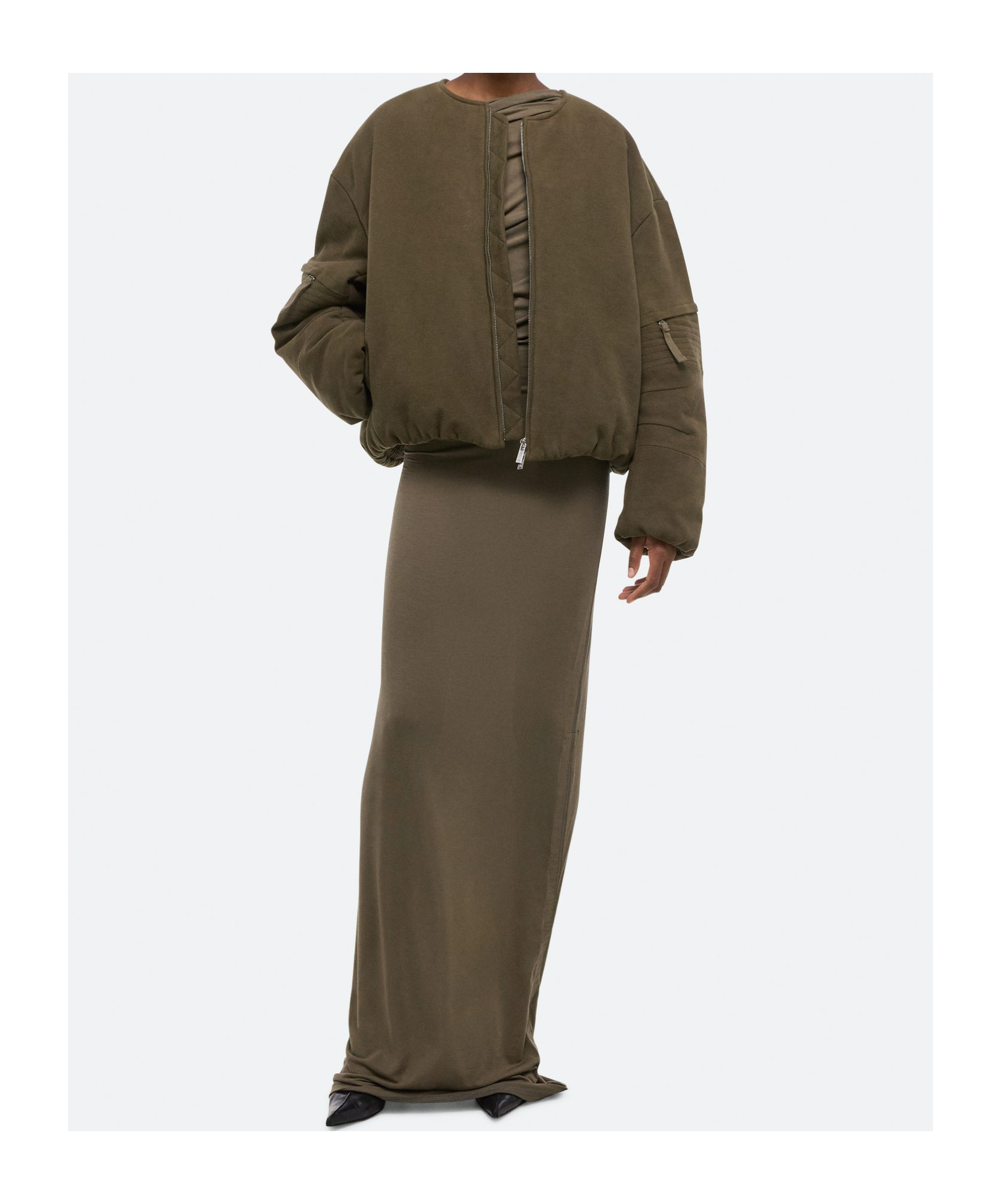 Helmut Lang Brushed Cocoon Bomber Jacket In Brown