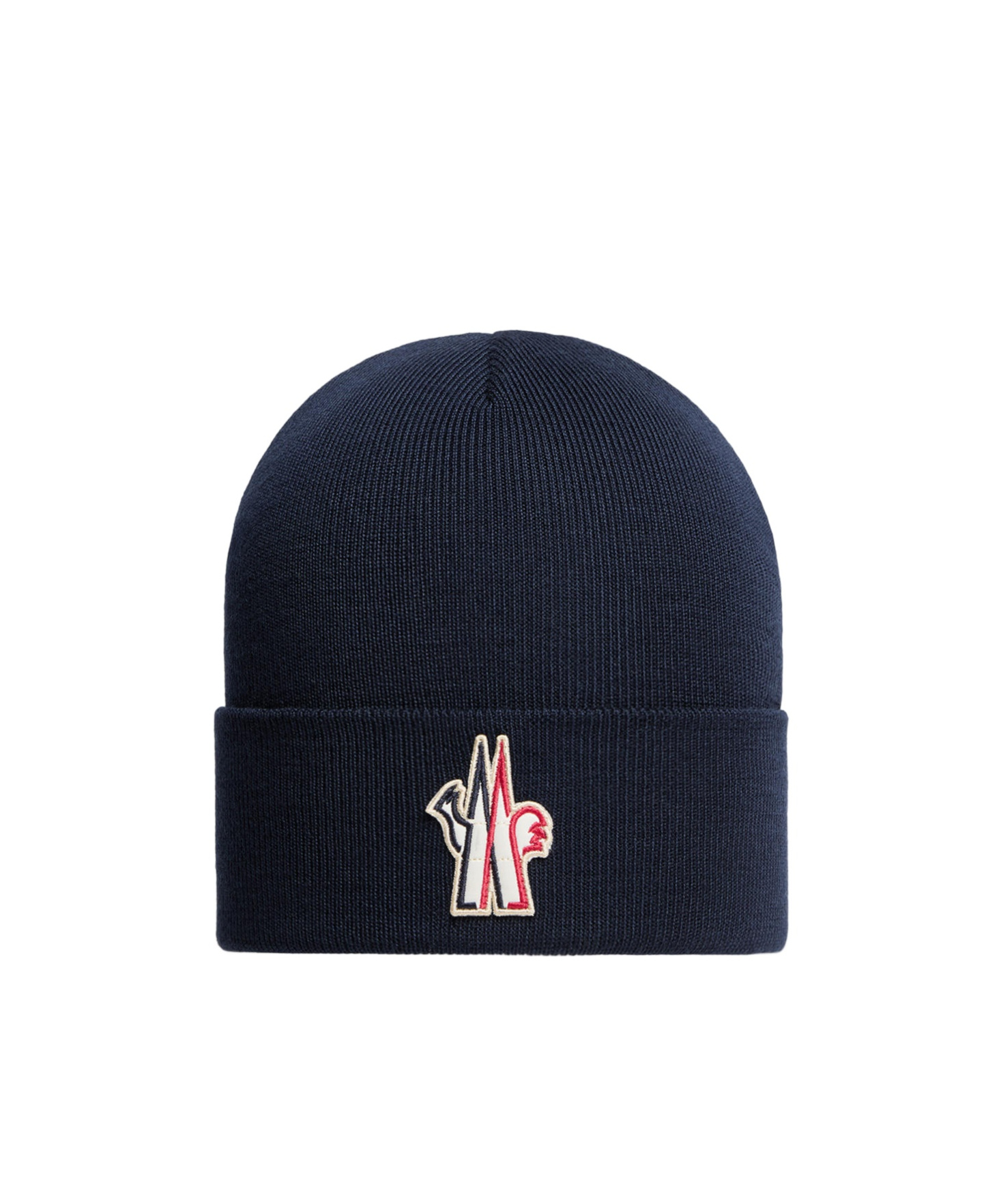 Moncler Grenoble Logo Patch Knitted Beanie In Blue