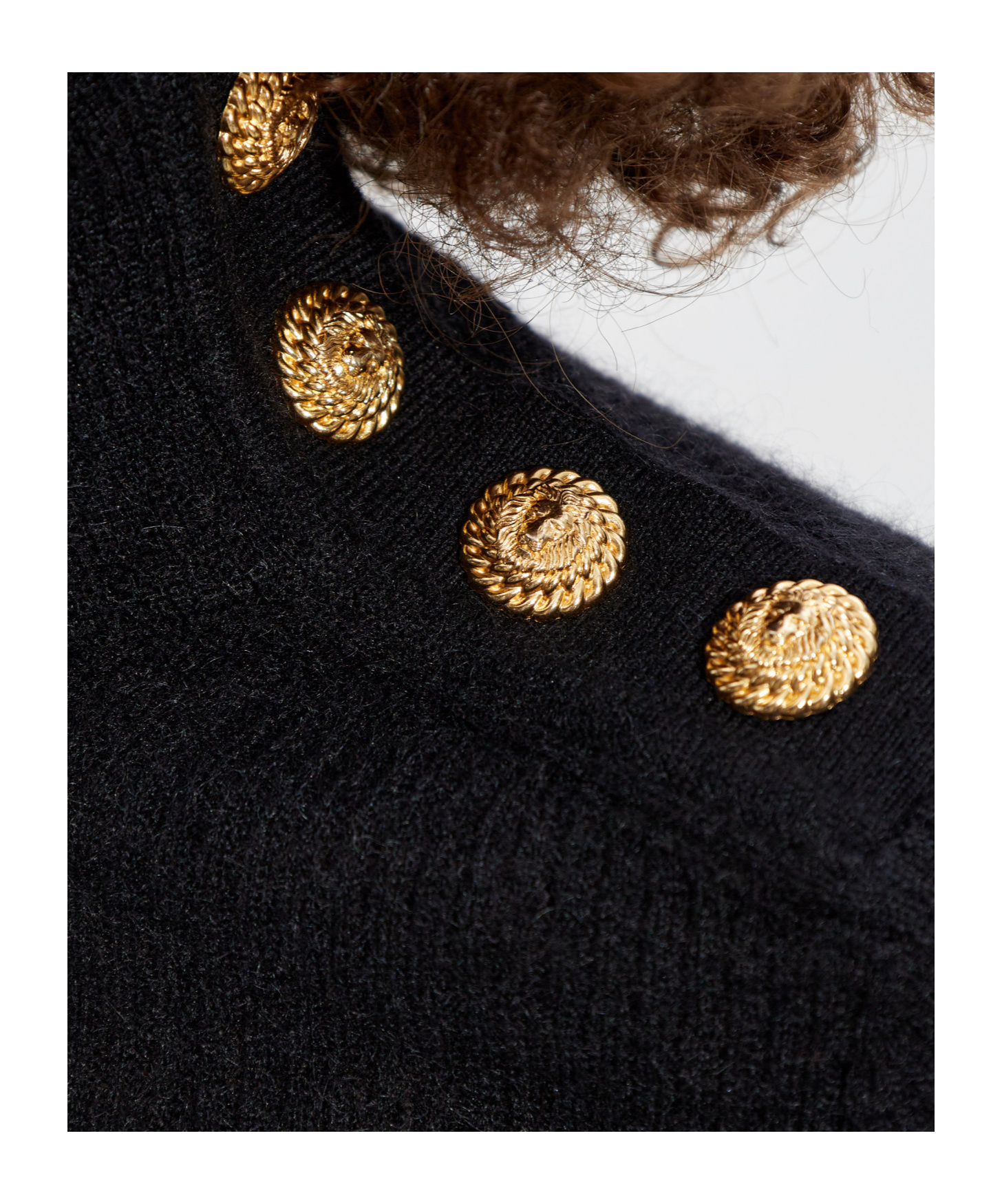 Balmain Embellished High-neck Long Sleeve Top In Black Velvet In Black