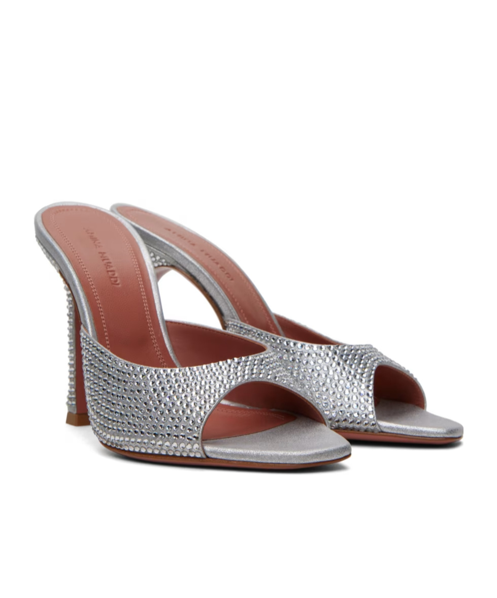 AMINA MUADDI ALEXA CRYSTAL SLIPPER CRYSTAL HIGH-HEELED SANDALS 