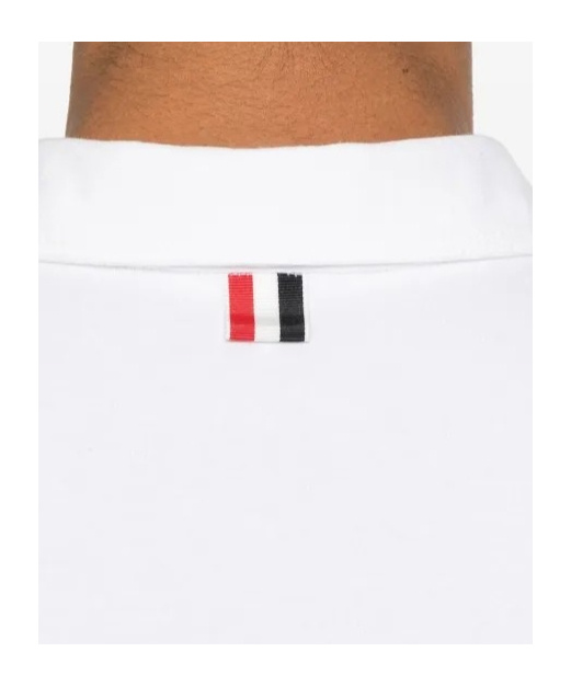 Thom Browne Rwb Trim Jersey Polo Short In White