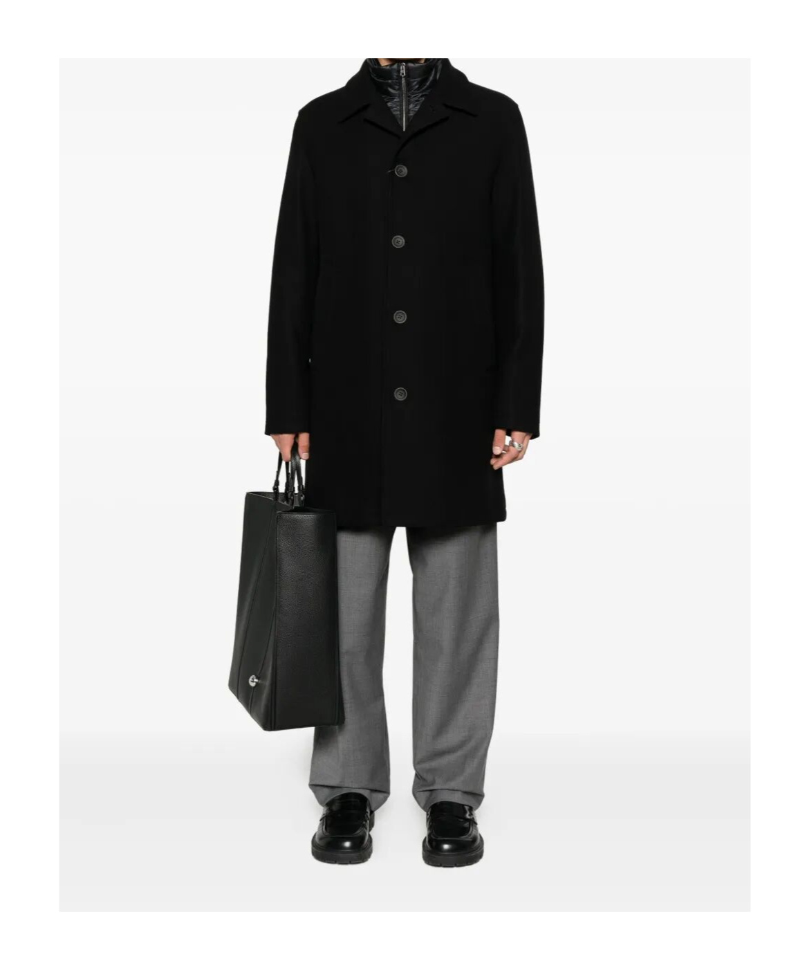 Herno Single-breasted Padded Coat In Black