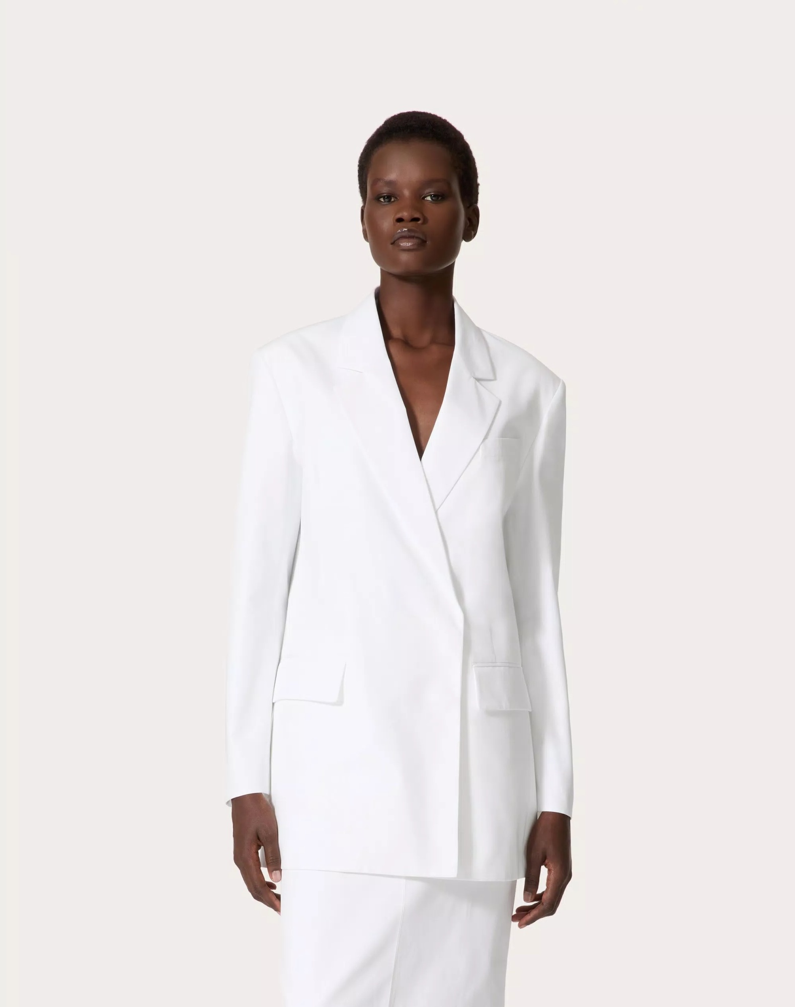 Valentino Single Breast Cotton Jacket In White