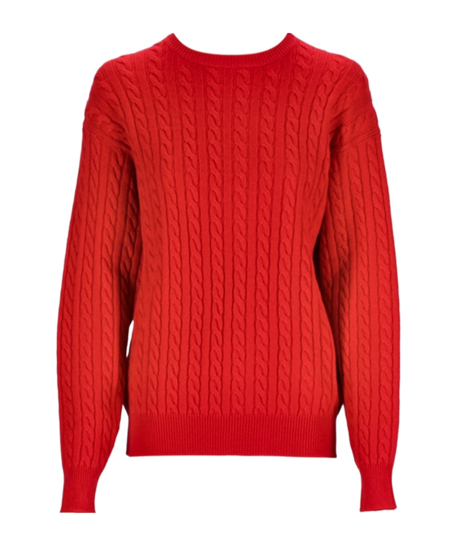 Miu Miu Cable Knit Cashmere Sweater In Red
