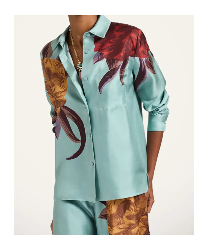 La Doublej Boy Printed Silk-twill Shirt In Multi