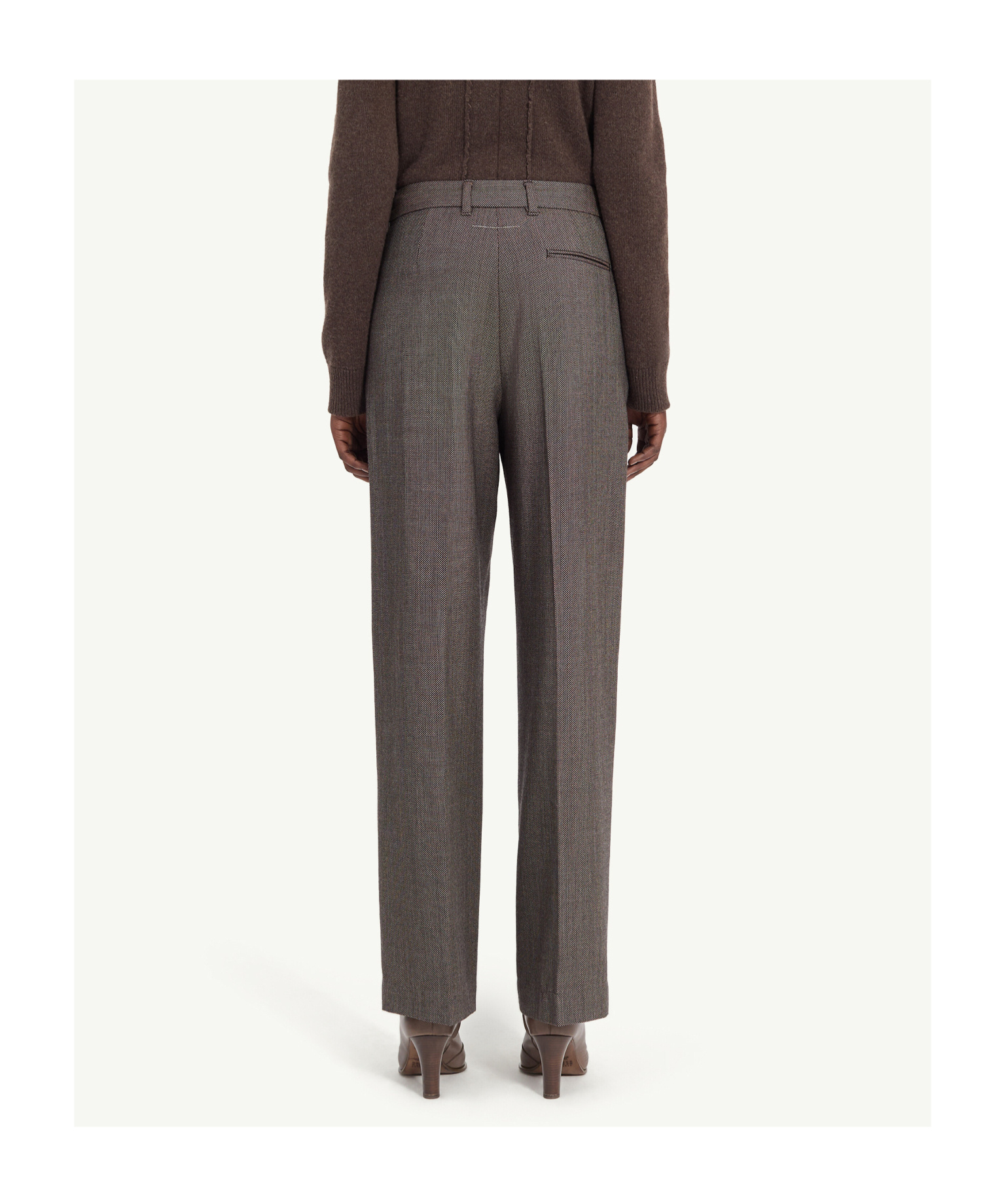 Mm6 Maison Margiela Pleated Herringbone Trousers In Gray