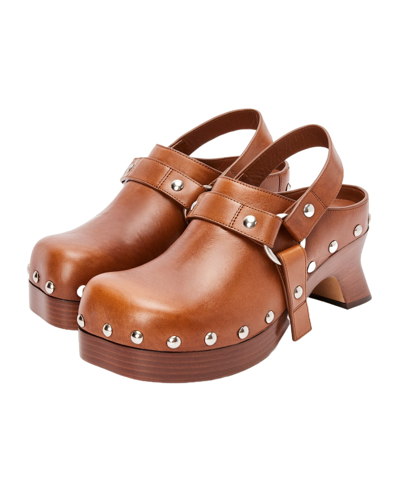 Loewe Tacha Leather Clogs In Brown