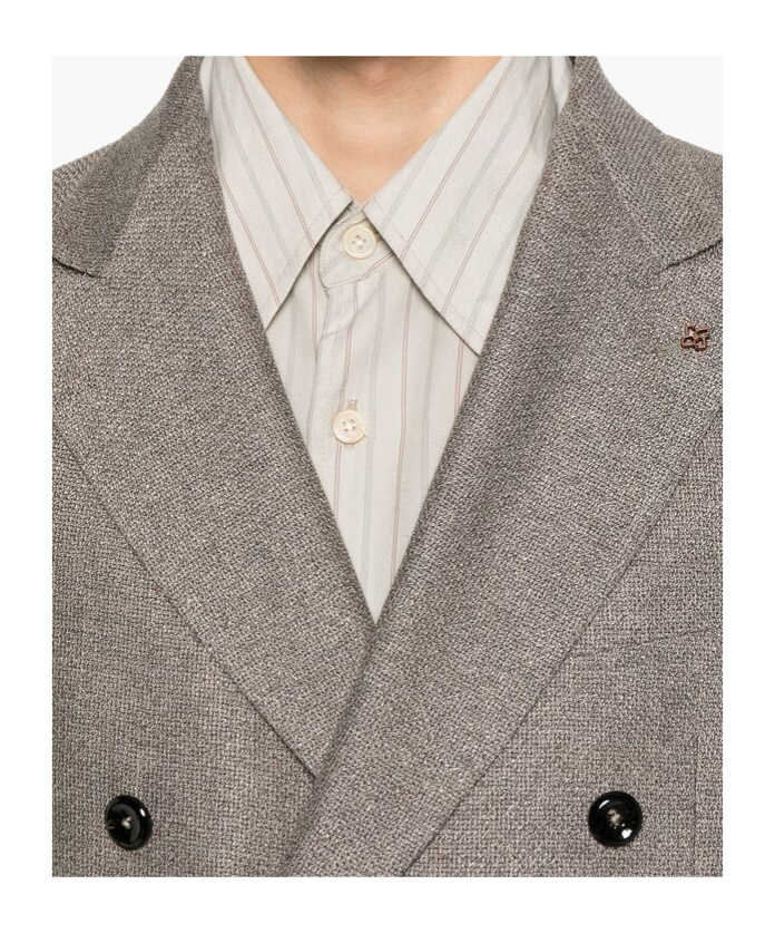 Tagliatore Double-breasted Wool And Silk Jacket In Gray