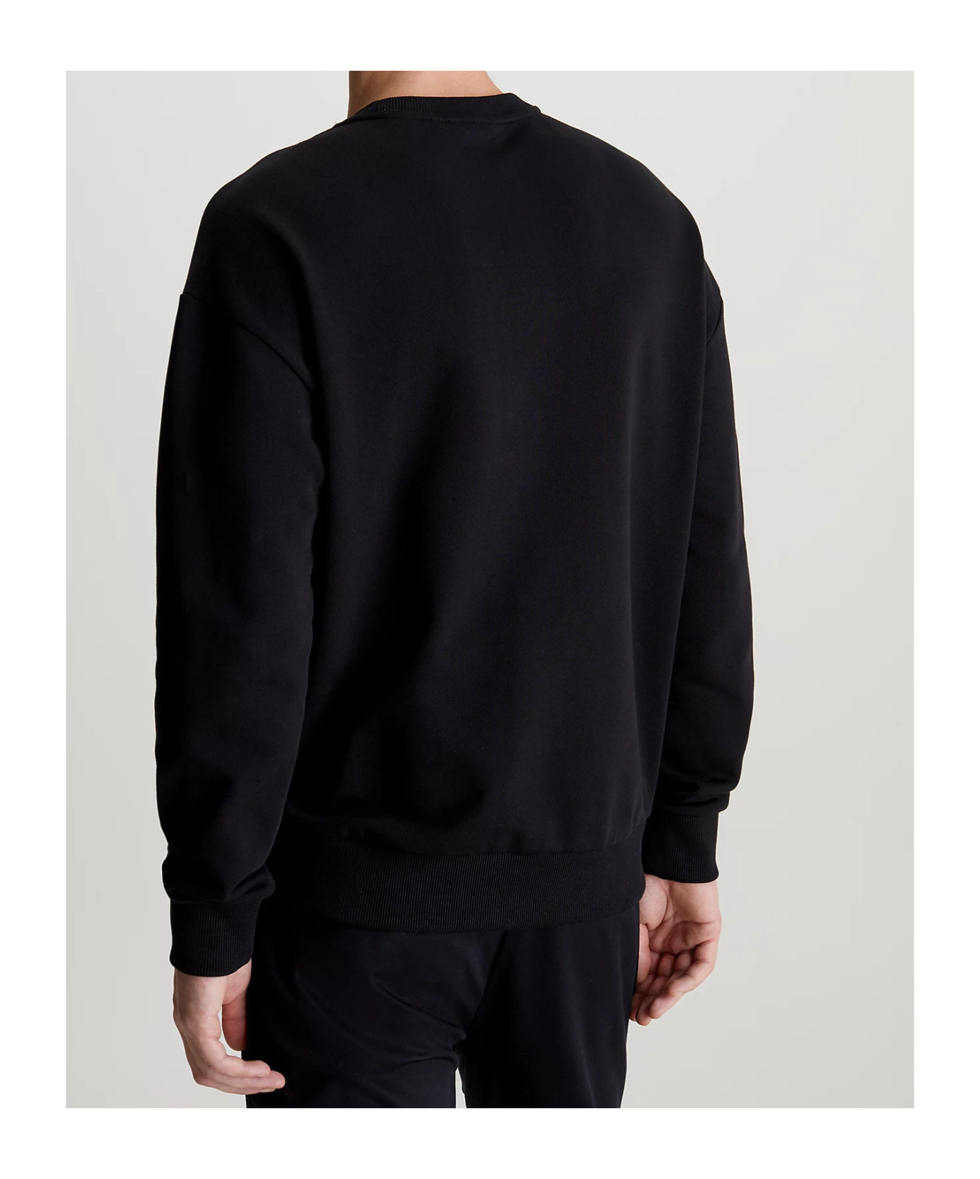 Shop Calvin Klein Logo-print Cotton Sweatshirt In Black