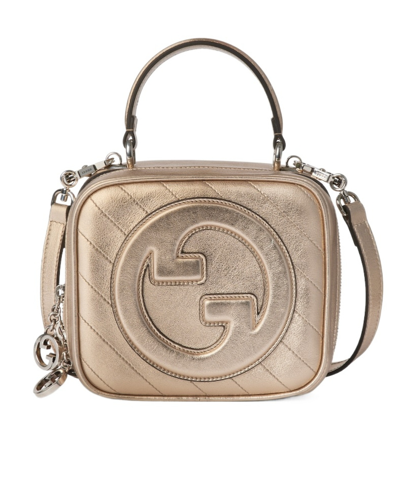 Gucci Metallic Leather Clutch Bag With Detachable Strap In Nude