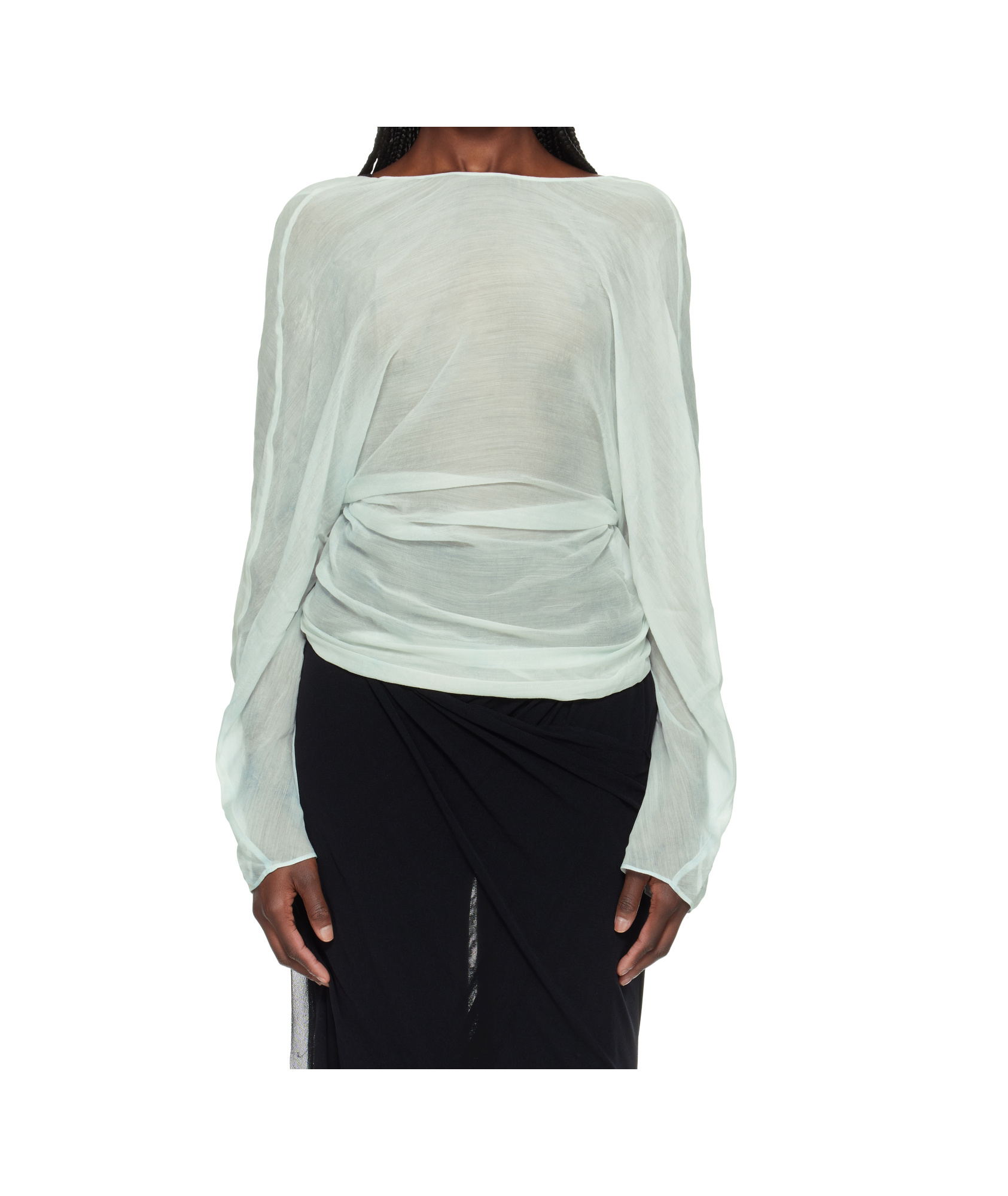 Christopher Esber Blue Latticed Lace Shrug Top In Green