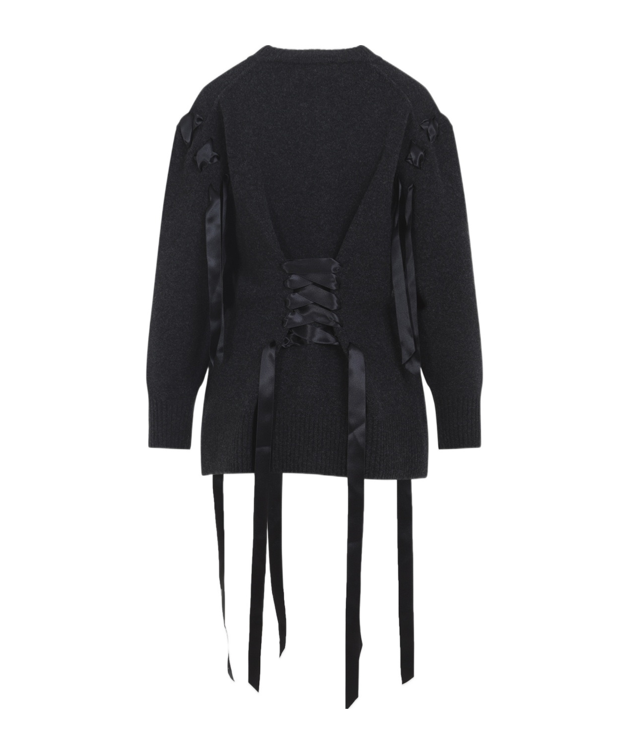 Simone Rocha Womens Charcoal Sculpted Ribbon Stretch-wool Blend Cardigan Xs In Black