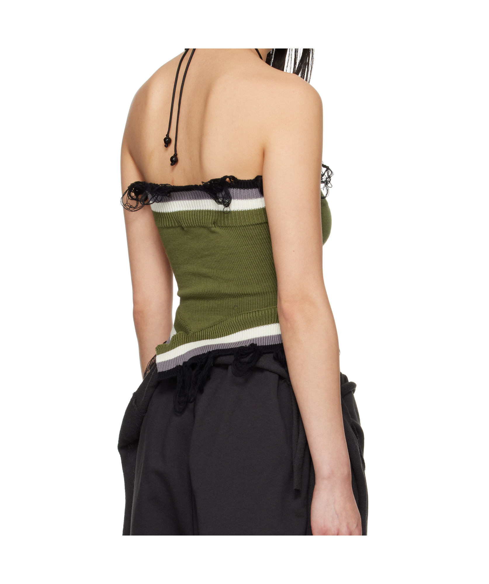 Ottolinger Green Knit Tube Top In Green-white