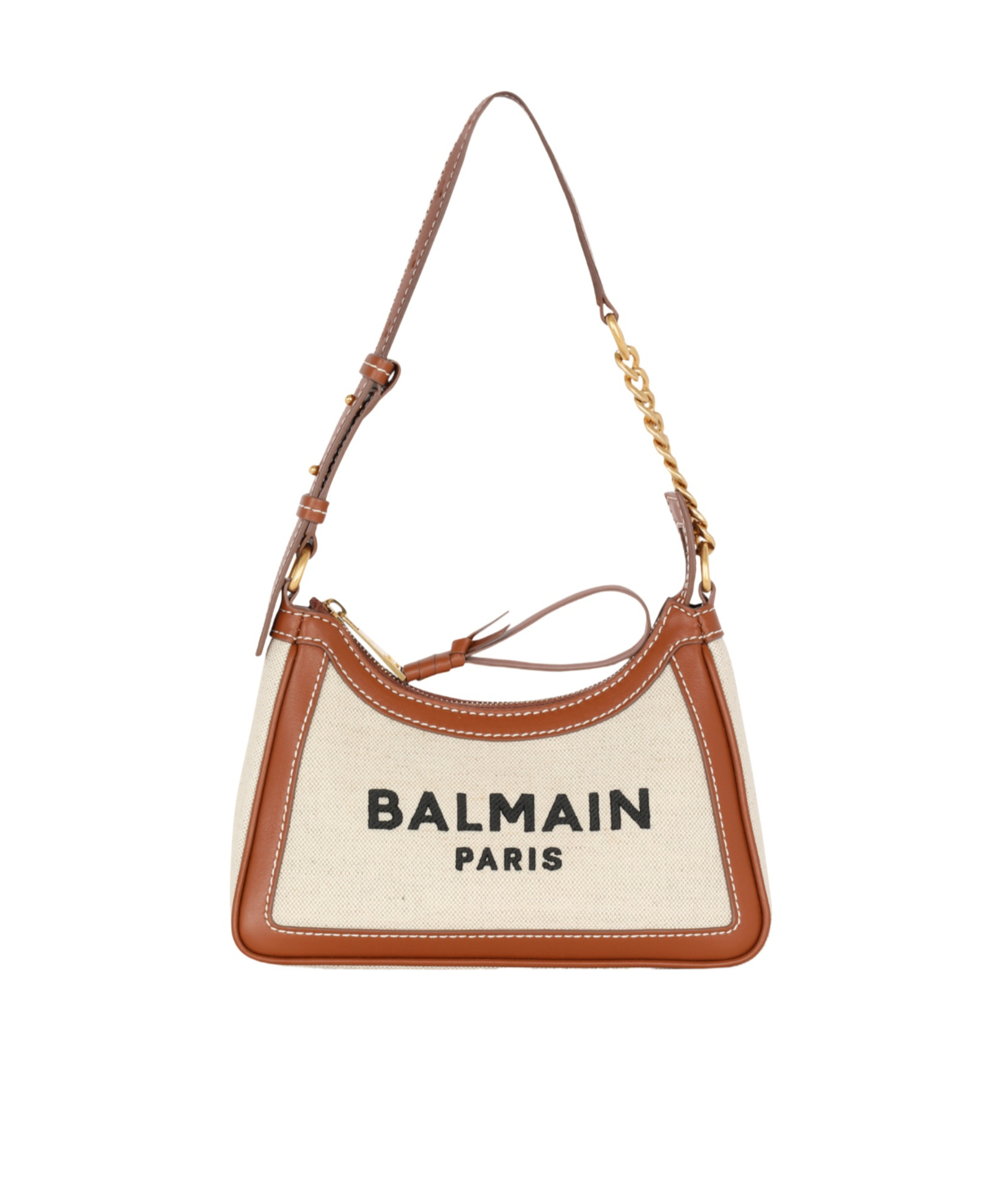 Balmain B-army Shoulder Canvas And Leather Bag