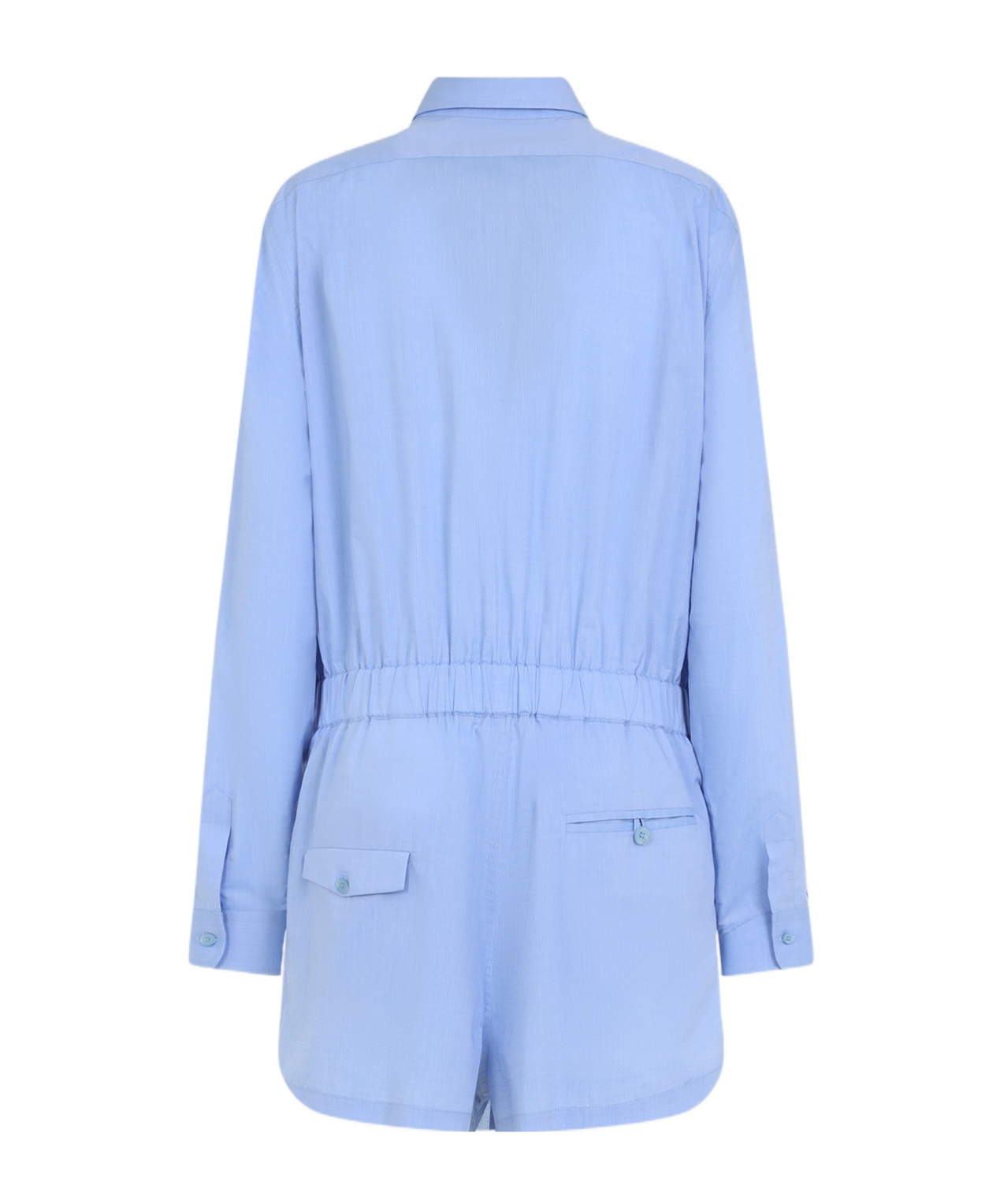 Moschino Cotton Shirt With Chest Pocket And Elastic Waistband In Blue