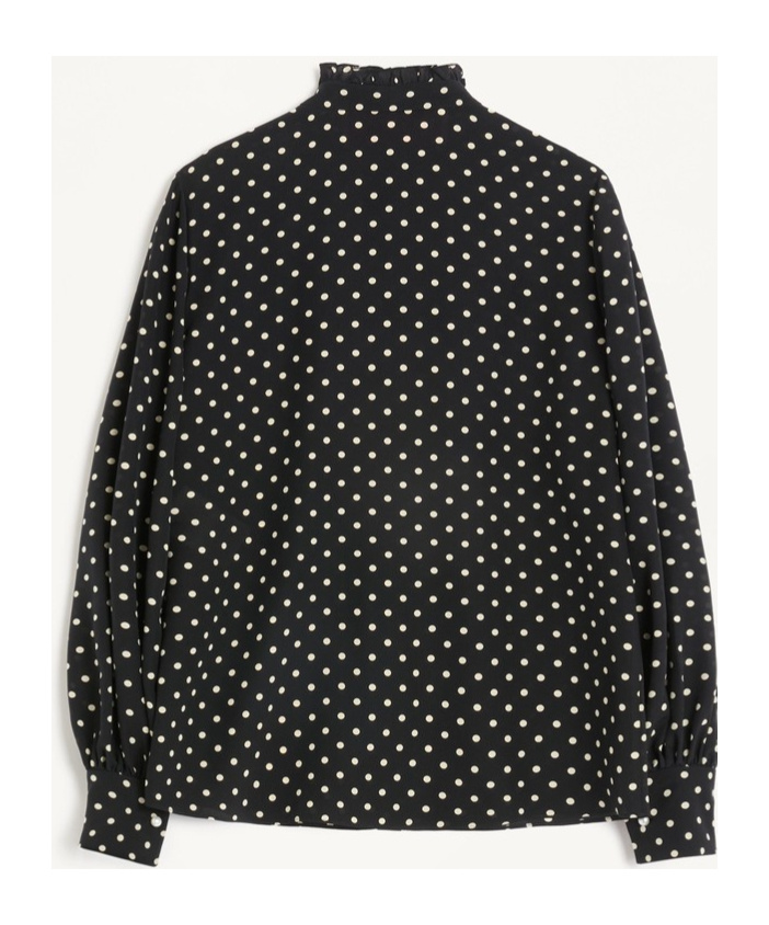 Valentino Silk Polka-dot Blouse In Black/birch