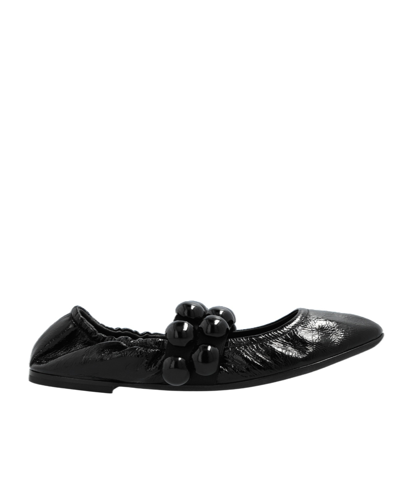 Alaïa Embellished Crinkled-leather Ballet Flats In Black