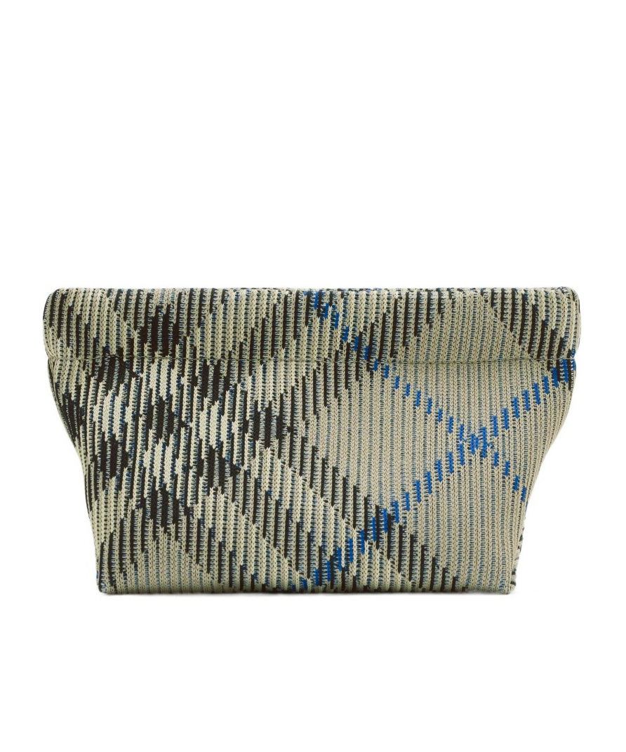 Burberry Ribbed Checked Jacquard-knitted Clutch In Nude