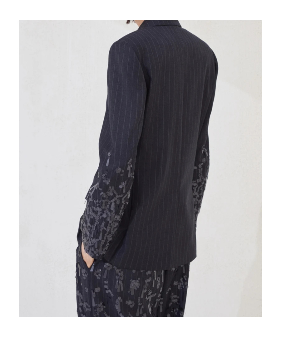 Brunello Cucinelli Pinstripe Sequin-embellished Blazer In Black