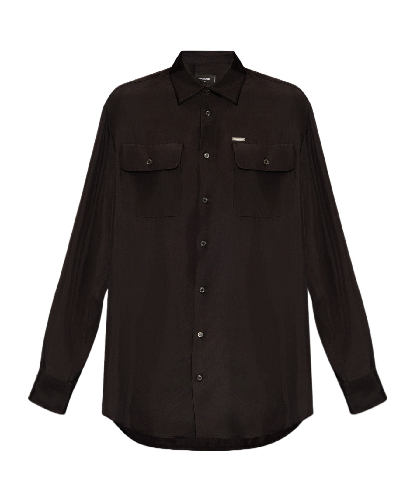 Dsquared2 Silk Button Up Shirt In Black