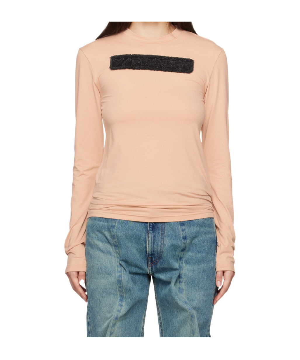 Y/project Beige Logo Patch Long Sleeve T-shirt In Nude